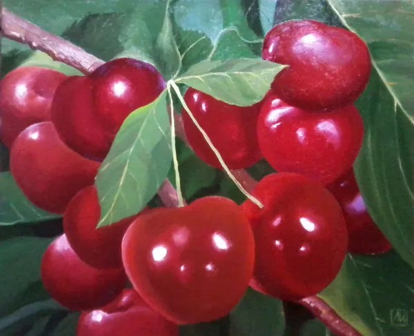 "Вишни" х. м. 60  х 60