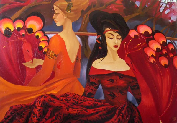 "Красные птицы" х. м. 70 х 100
